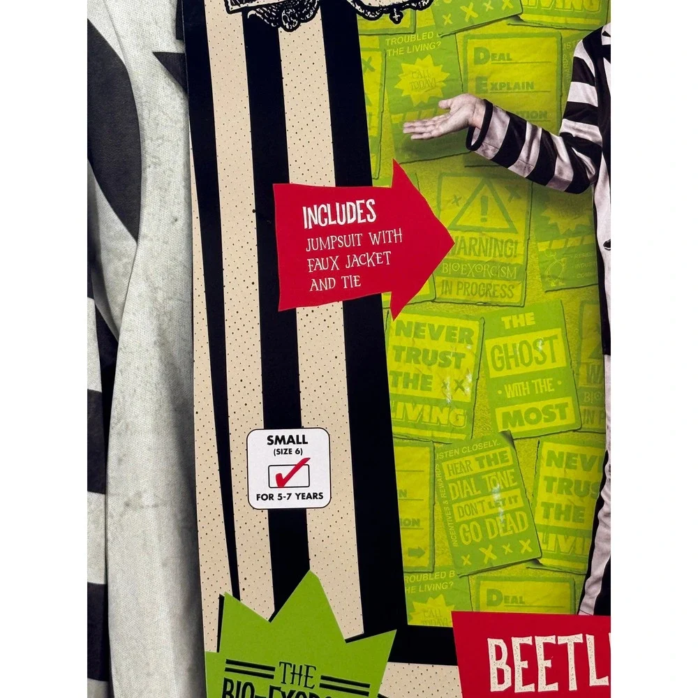 Beetlejuice Beetlejuice Child Costume Small Size 6 Striped Jumpsuit Rubies